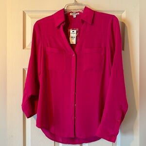 Express Portofino convertible sleeve pink shirt NWT